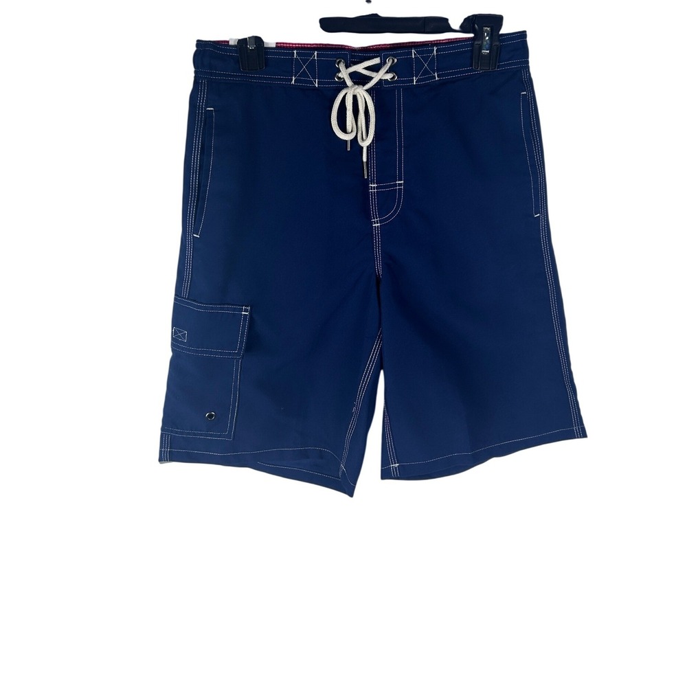 George Mens Navy Blue Cargo Board Shorts Swim Trunks Size Small (28-30) NEW
